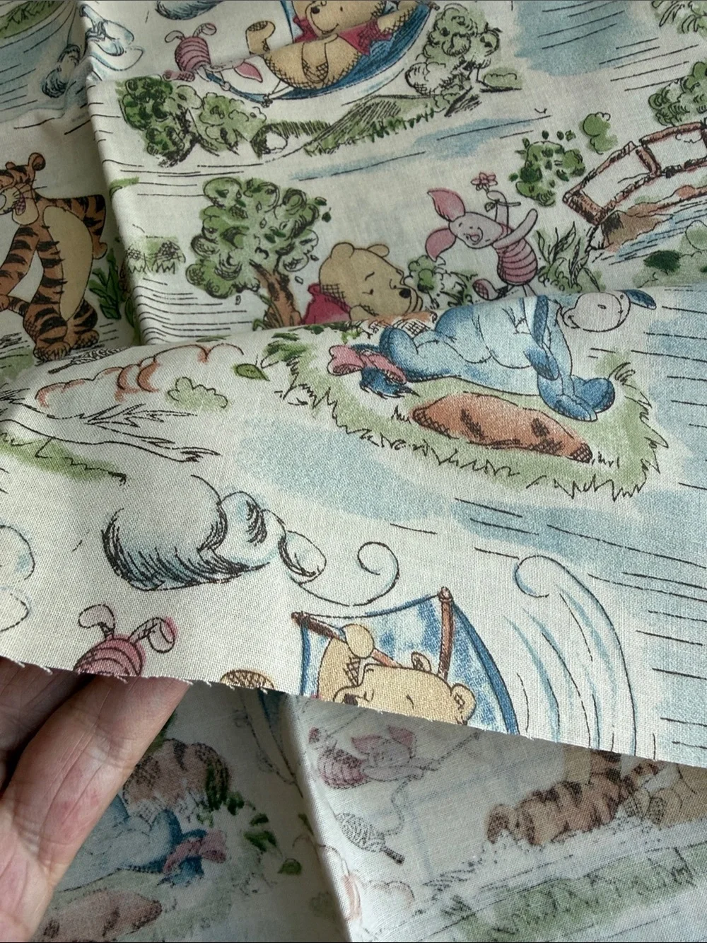 Vintage Disney Winnie the Pooh Day in the Park Fabric Springs 2/3 Yard